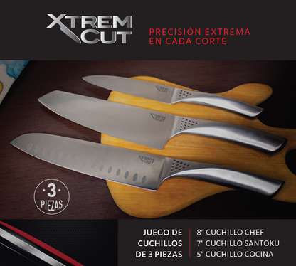 Xtrem Cut Set 3 Cuchillos Acero Inox